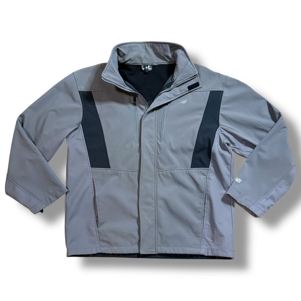 New Balance Running Jacket Mens Gray Softshell Cold Weather FLAWED Sz M